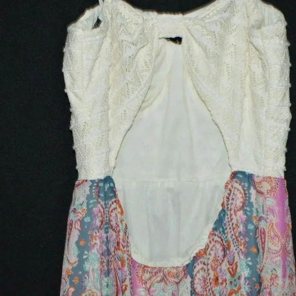 Trixxi Beige Lace Pink Floral Maxi Summer Dress - Picture 5 of 8